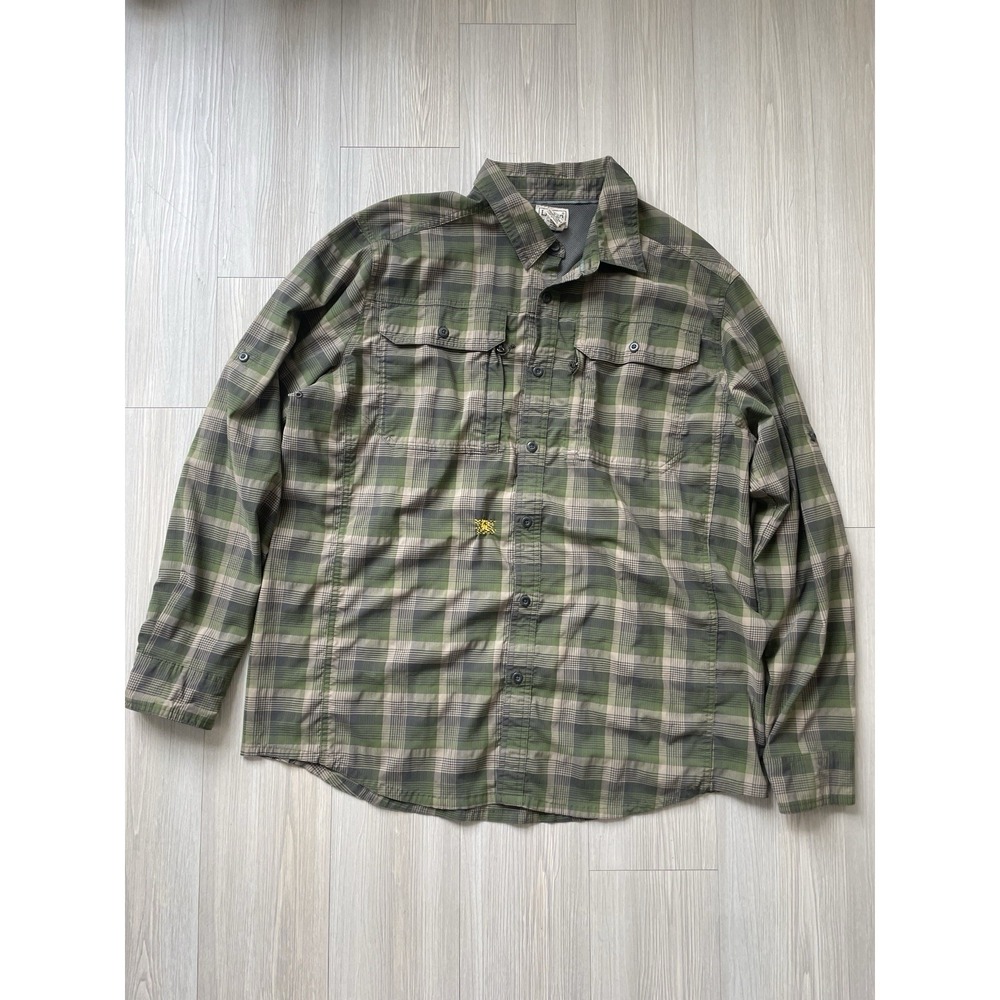 L.L. Bean Men's Green Plaid Long Sleeve Button Down With Mesh Interior Size XL